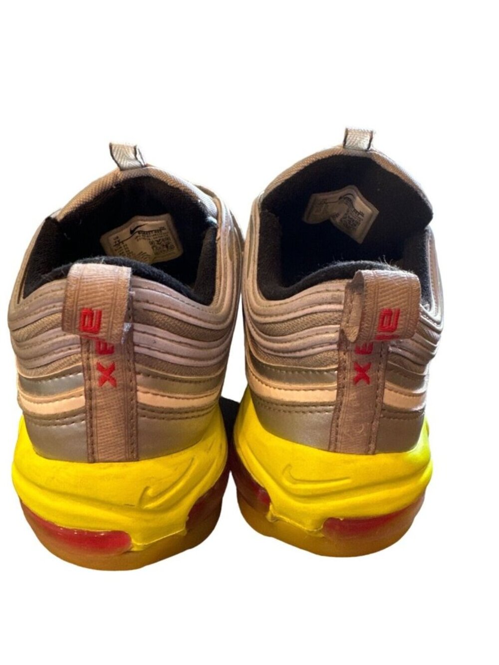 Nike Air Max 97 SE BG Youth Shoes Silver/Yellow/Red Size 7Y - Picture 6 of 7